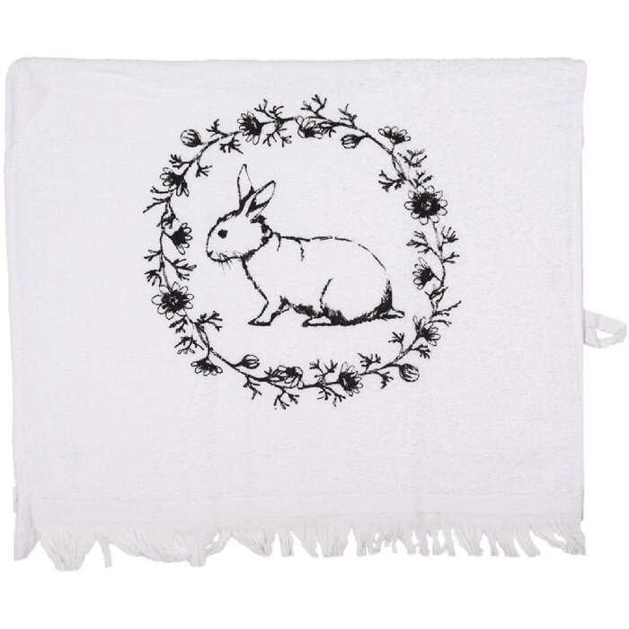 Полотенце для гостей Clayre & Eef хлопок белый черный стиль кантри 40x66 см