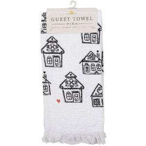 Clayre & Eef CTGBB Gästetuch Weiß Schwarz Baumwolle Landhausstil 40x66 cm