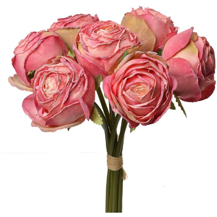 Clayre & Eef 6PL0336P Букет искусственных цветов 7 роз розовый 16x14x34 см