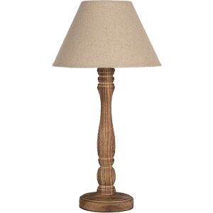 Clayre & Eef 6LMC0105 Tischlampe Holz Textil Braun...