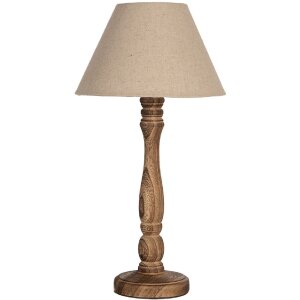 Clayre & Eef 6LMC0105 Tischlampe Holz Textil Braun...