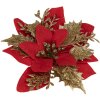 Clayre & Eef 65777 Weihnachtsdeko Blume Rot Gold Ø 14x5 cm