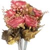 Clayre & Eef 6PL0340 Künstliche Blume Strauß Rosen Rosa Gold 18x15x50 cm