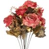 Clayre & Eef 6PL0341 Künstliche Blume Strauß Rosen Rot Gold 18x15x50 cm