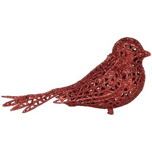 Clayre & Eef 65779 Dekoration Vogel Rot 16x6x6 cm...
