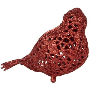 Clayre & Eef 65779 Dekoration Vogel Rot 16x6x6 cm Landhausstil