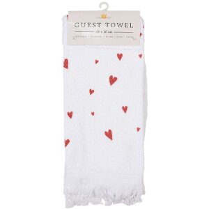 Полотенце для гостей Clayre & Eef CTFAS-1 бело-красное с сердечными мотивами 40x66 см 100% хлопок