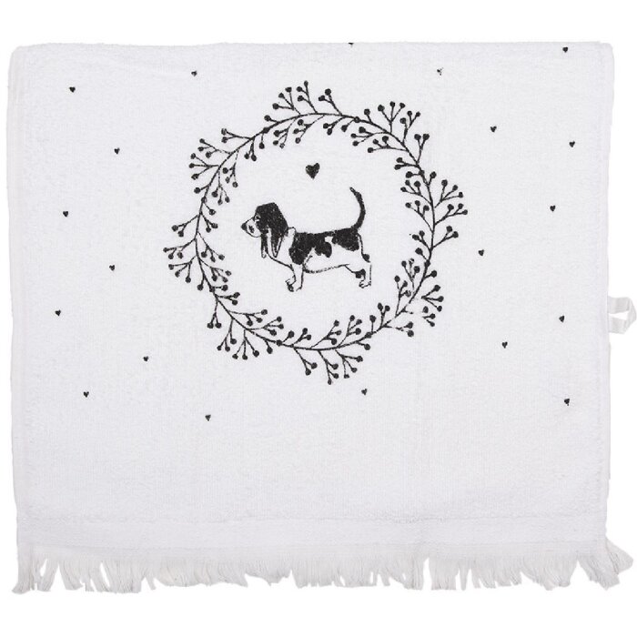 Clayre & Eef CTLGD-2 Gästetuch Weiß Schwarz 40x66 cm 100 % Baumwolle