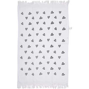 Clayre & Eef CTLHS Гостевое полотенце 40x66 см бело-черное с сердечками хлопок