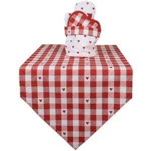 Clayre & Eef LVT50 Корзина для хлеба с узором в виде сердец красно-белая Ø 15x16 см