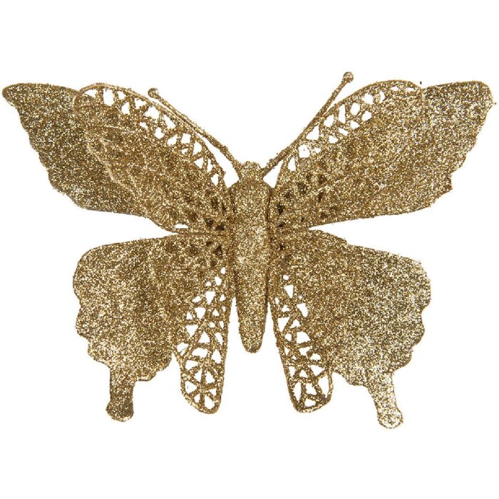 Clayre & Eef 65795 Dekoration Schmetterling Goldfarbig 17x2x12 cm