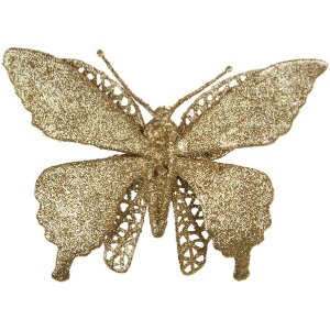Clayre & Eef 65795 Dekoration Schmetterling Goldfarbig 17x2x12 cm