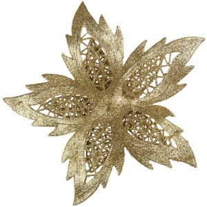 Clayre & Eef 65813 Weihnachtsdeko Blume Gold Ø 23x5 cm