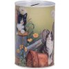 Clayre & Eef 6BL0168 Шкатулка для денег с изображением кошки Ø 8x13 см в стиле кантри
