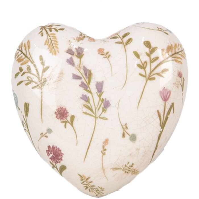 Clayre & Eef 6CE1917 Deko Herz Keramik Beige Rosa 11x11x4 cm
