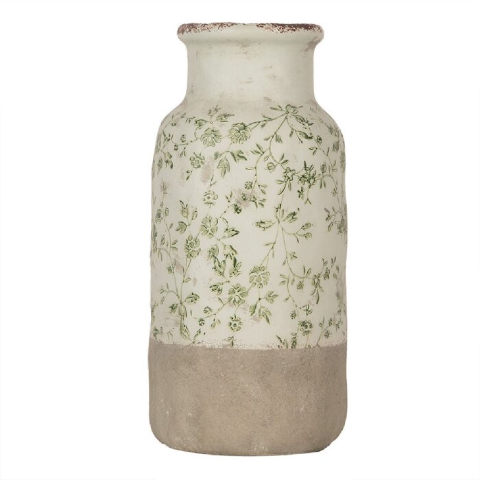 Clayre & Eef 6CE1929L Vase Keramik Grün Ø 15x32 cm Landhausstil