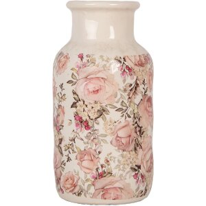 Clayre & Eef 6CE1930M Vase Beige Rosa Blumenmuster...