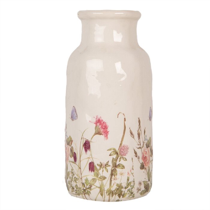 Clayre & Eef Vase 6CE1932L Beige Rosa Ø 15x32 cm Landhausstil Keramik