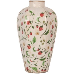 Clayre & Eef Vase Keramik Beige Rot Ø 17x29 cm...
