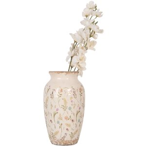 Clayre & Eef 6CE1941S Vase Keramik Beige Floral Ø 16x27 cm