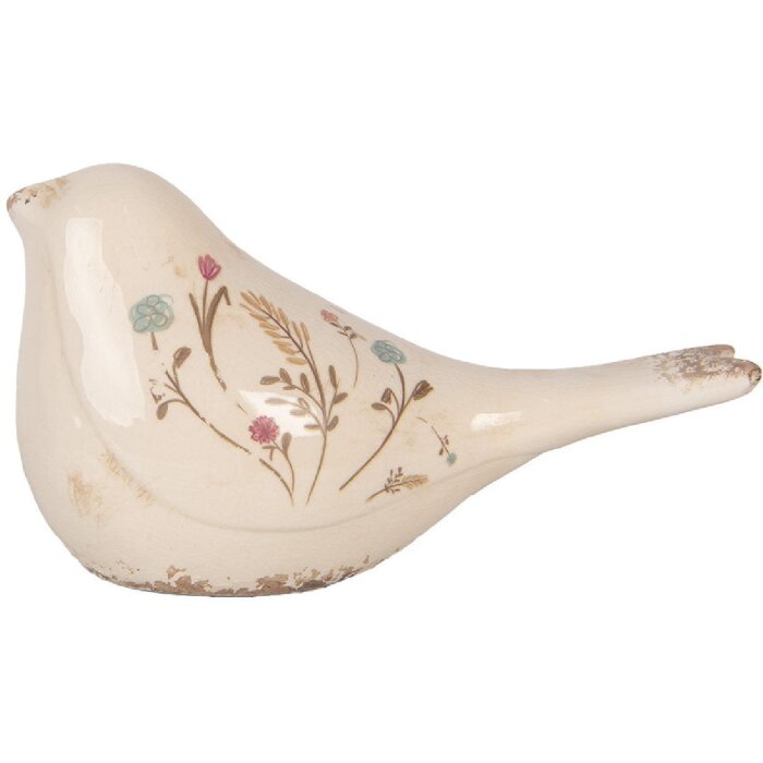 Clayre & Eef 6CE1952L Украшение Птица керамическое бежево-розовое 25x10x13 см