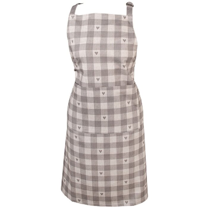 Clayre & Eef LVT41G Schürze Baumwolle Grau Beige Landhausstil 70x85 cm