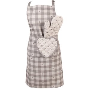 Clayre & Eef LVT44G Ofenhandschuh Beige Grau 18x30 cm Landhausstil Baumwolle