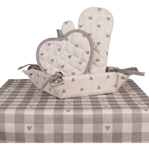 Clayre & Eef LVT47G Brotkorb Beige Grau Baumwolle 35x35x8 cm Quadrat