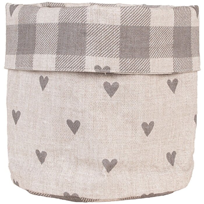 Clayre & Eef LVT50G Brotkörbchen Beige Grau Baumwolle Ø 15x16 cm Rund