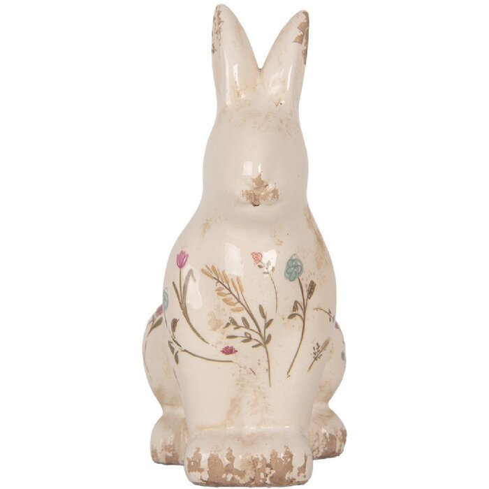 Clayre & Eef 6CE1958M Декоративный кролик бежево-розовый керамический 13x10x21 см
