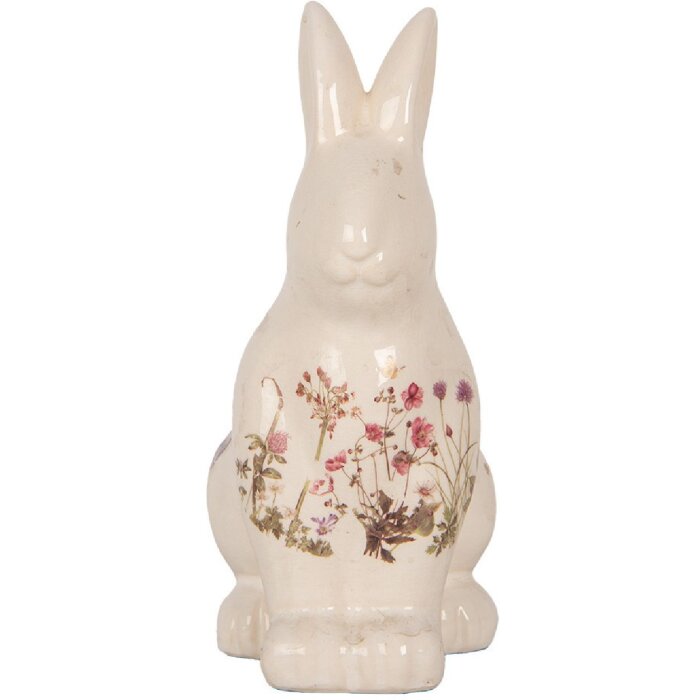 Clayre & Eef 6CE1959M Deko Kaninchen Beige Rosa Keramik 13x10x21 cm
