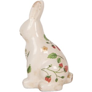 Clayre & Eef 6CE1960M Deko Kaninchen Keramik Beige Rot 13x10x21 cm