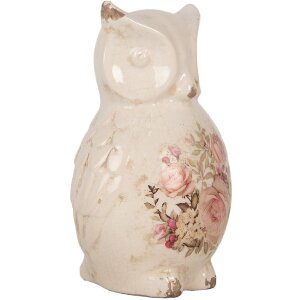 Clayre & Eef 6CE1961L Deko Eule Keramik Beige Rosa...