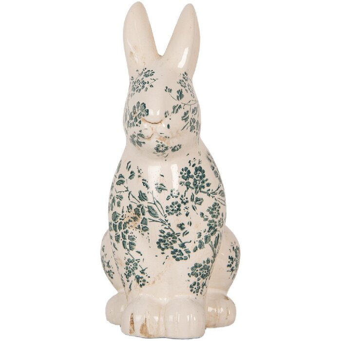 Clayre & Eef 6CE1955L Deko Kaninchen Keramik Beige Grün 16x12x28 cm