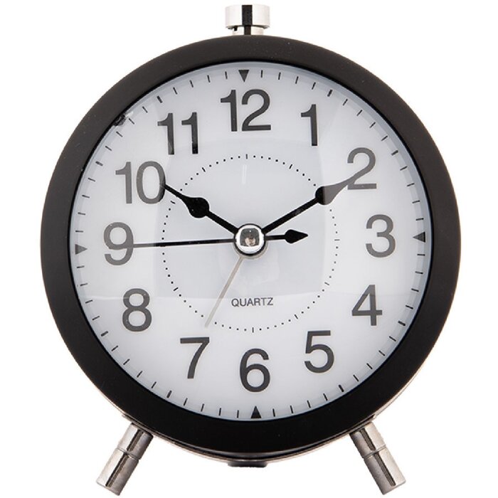 Clayre & Eef 6AC0033Z Wecker Analog Schwarz 10x7x12 cm Metall Glas 1xAA