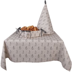 Clayre & Eef BNS48 Кухонное полотенце 80 см бежево-серый хлопок с рисунком кролика