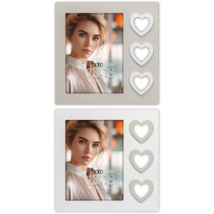 ZEP Holz-Fotorahmen Merida Grau Weiß Herz-Design 10x15 cm 13x18 cm