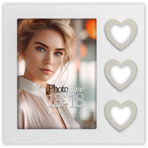 ZEP Holz-Fotorahmen Merida Grau Weiß Herz-Design 10x15 cm 13x18 cm