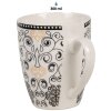 Clayre & Eef 6CEMU0165 Becher Weiß Schwarz Muster 300 ml Keramik Bohemien