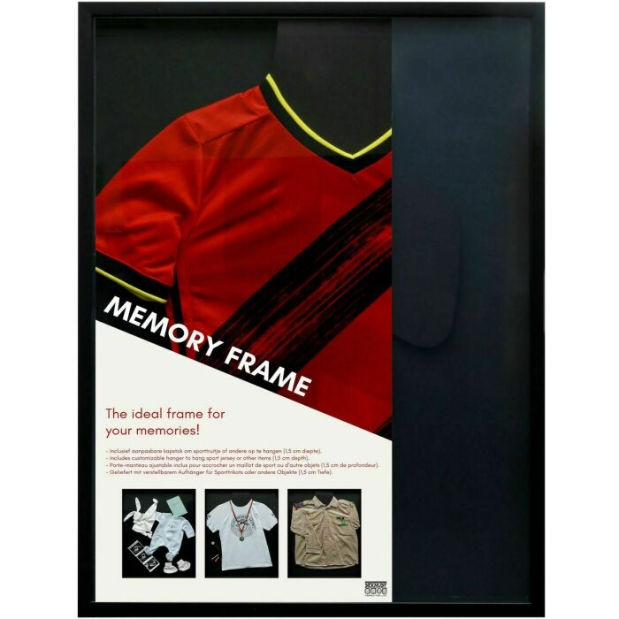 Deknudt S46VK2 Memory Frame schwarzer Bilderrahmen für Trikots 70x90 cm
