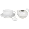 Clayre & Eef 6CETEFO0001 Tea-for-One Set Weiß Keramik Landhausstil 350ml 250ml