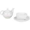 Clayre & Eef 6CETEFO0001 Tea-for-One Set Weiß Keramik Landhausstil 350ml 250ml