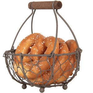 Clayre & Eef 6Y5705 Корзина коричневая Ø 14x7/17 см Утюг в стиле кантри