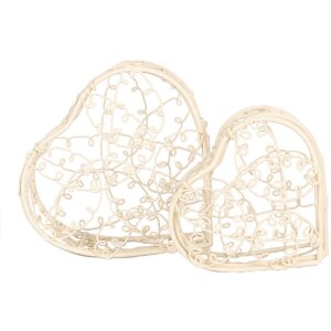 Clayre & Eef 6Y5713 Körbe Weiß 2er-Set Landhausstil 10x10x6 8x8x5 cm