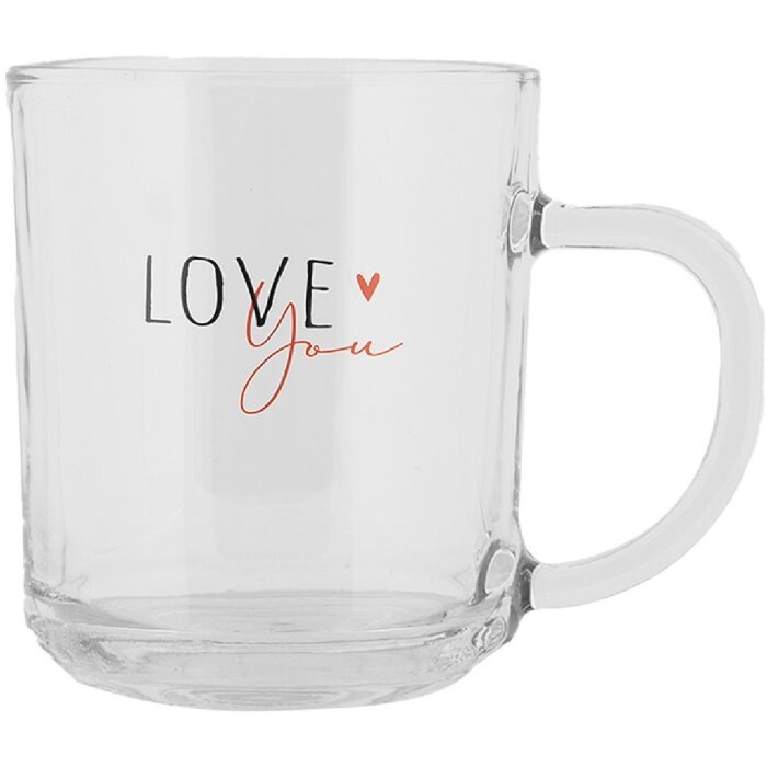 Clayre & Eef BHSGL0015 Teeglas Love You 200 ml 11x8x9 cm Hochwertiges Glas