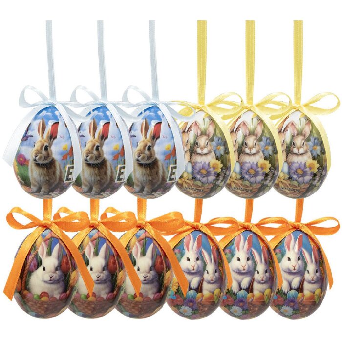 Clayre & Eef 65901 Украшение подвесное Набор яиц 12 Ø 4x5 см в стиле кантри