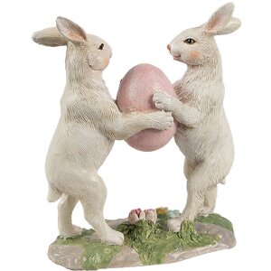 Clayre & Eef 6PR4390 Deko Kaninchen Beige Rosa 11x5x13 cm Polyresin