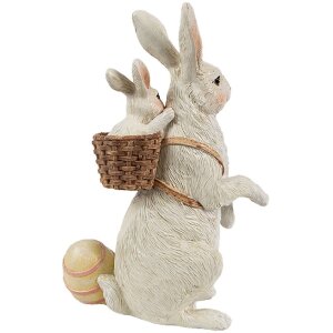 Clayre & Eef 6PR4397 Deko Kaninchen Beige Rosa Polyresin 10x9x16 cm