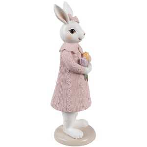 Clayre & Eef 6PR4411 Декоративный кролик бело-розовый 8x8x23 см полирезин