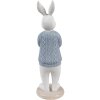 Clayre & Eef 6PR4412 Deko Kaninchen Weiß Blau Polyresin 9x8x24 cm